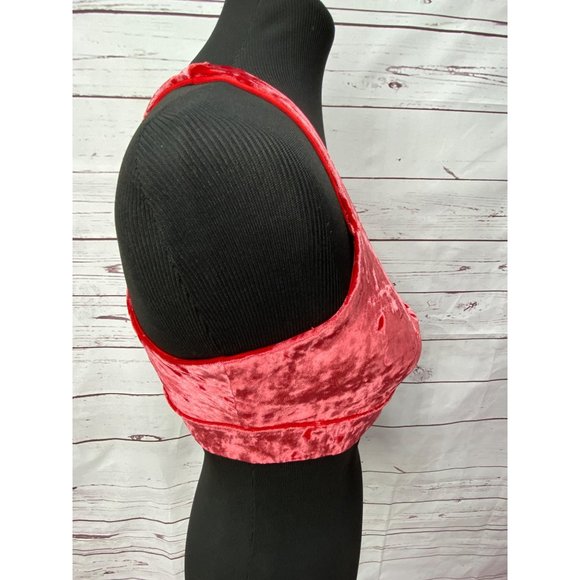 Fabletics Crushed Velvet Velour Red Twist Women's Size M‎ Sports Bra - Picture 2 of 8